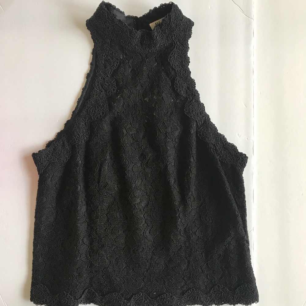 NWOT Blushe Lace Embroidered Halter Neck Top. Black. Small.